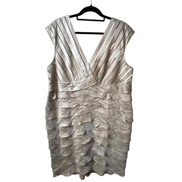 Adrianna papell woman tan gold dress women’s size 22 - Picture 1 of 10